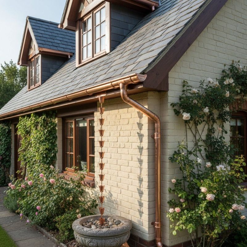 Copper Downspout Installation detail